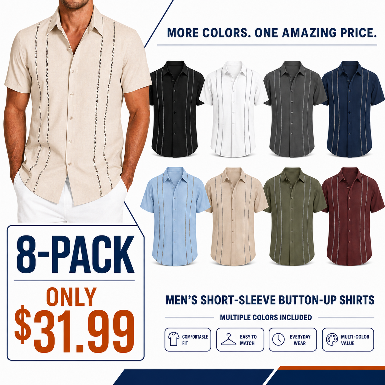Men's Cuban ShortSleeve Button Down Shirt