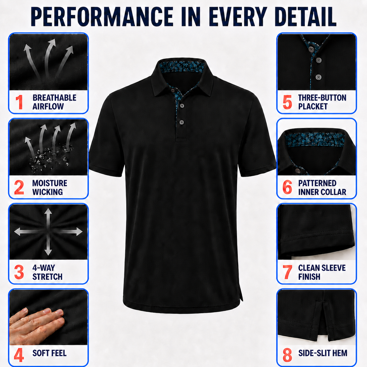 Men's Polo Shirts – Soft Breathable Cotton, Comfortable Short Sleeve Casual Fit, Classic Collared Polo Shirts for Work, Golf, Travel & Everyday Wear
