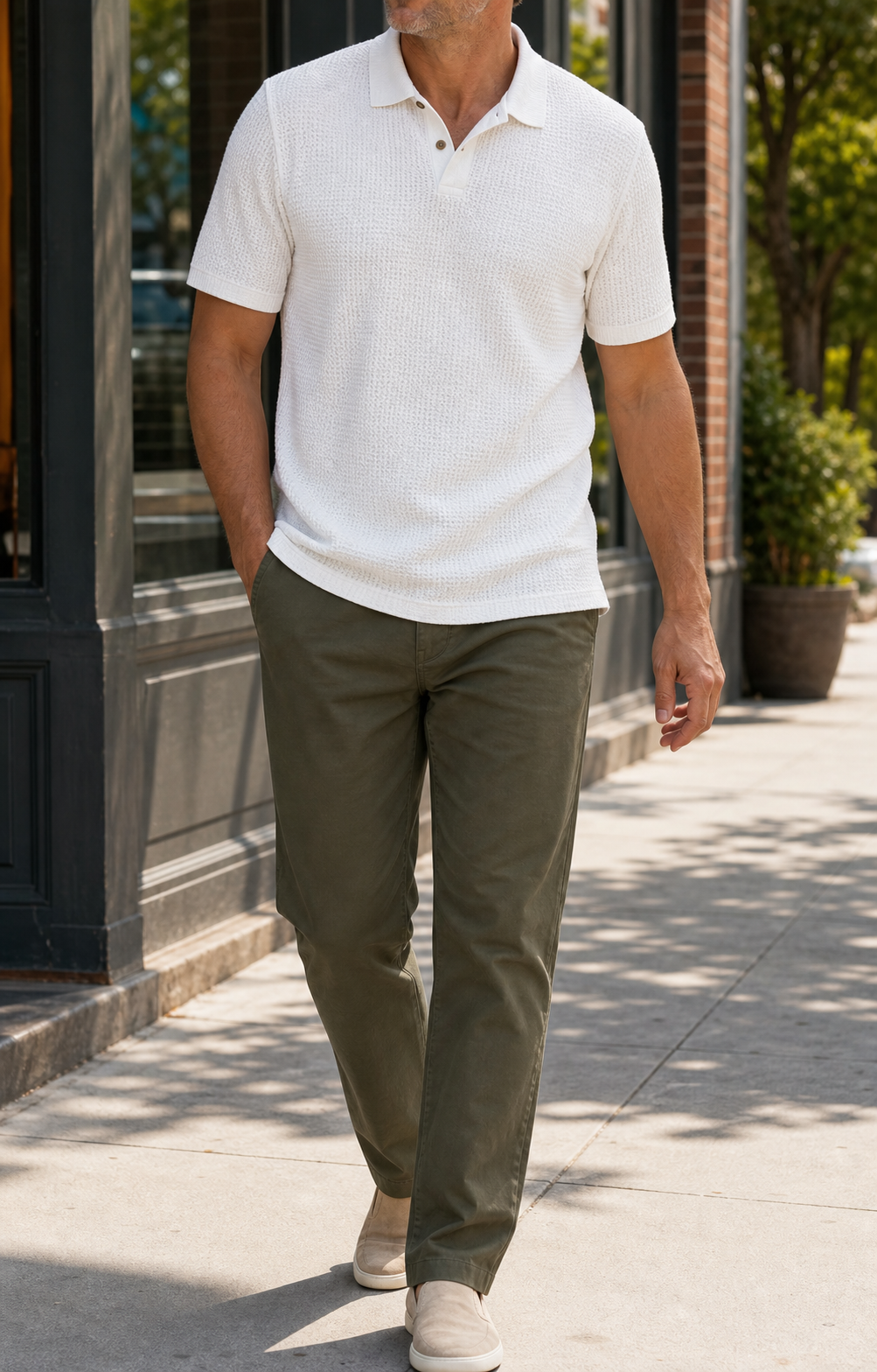 Men’s Textured Short-Sleeve Polo Shirt