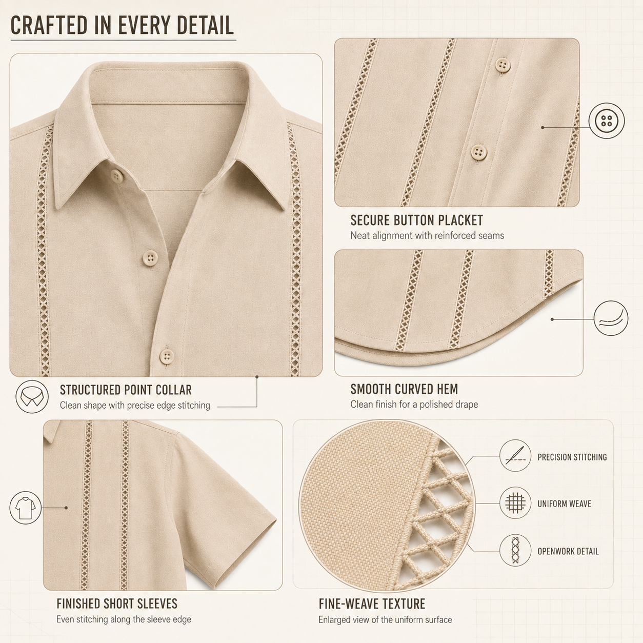 Men's Cuban ShortSleeve Button Down Shirt