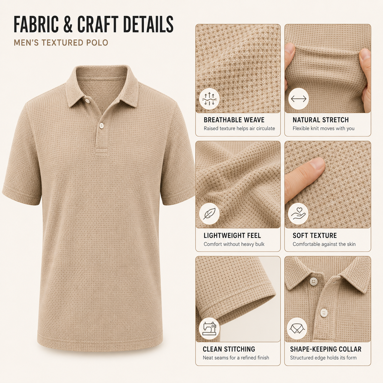 Men’s Textured Short-Sleeve Polo Shirt