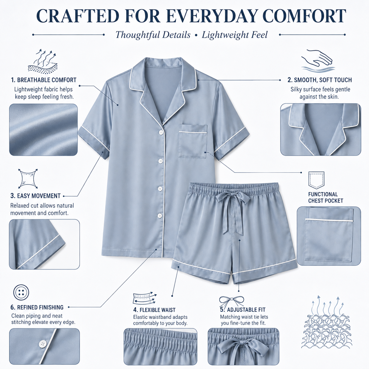  Women’s Satin Short Pajama Set