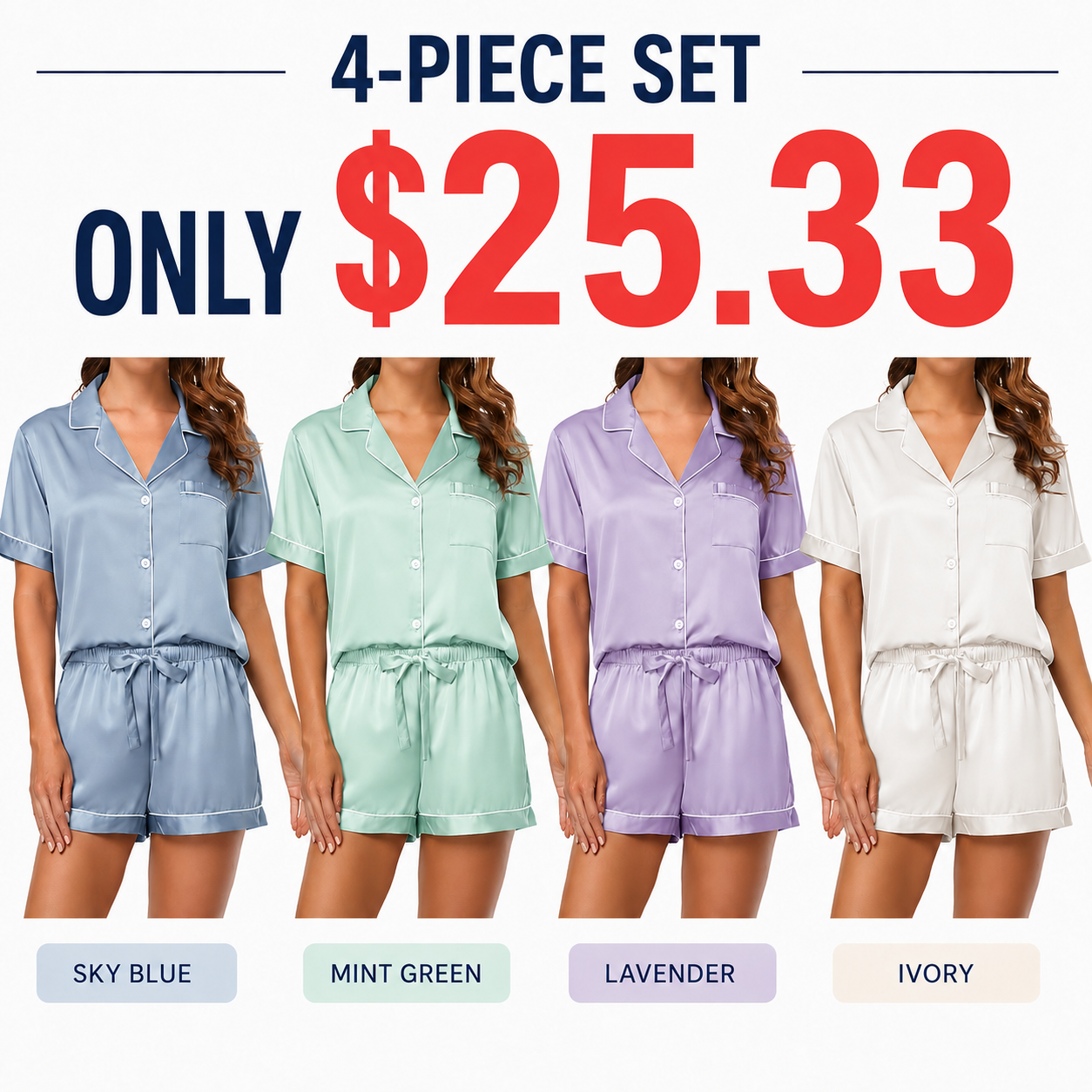  Women’s Satin Short Pajama Set