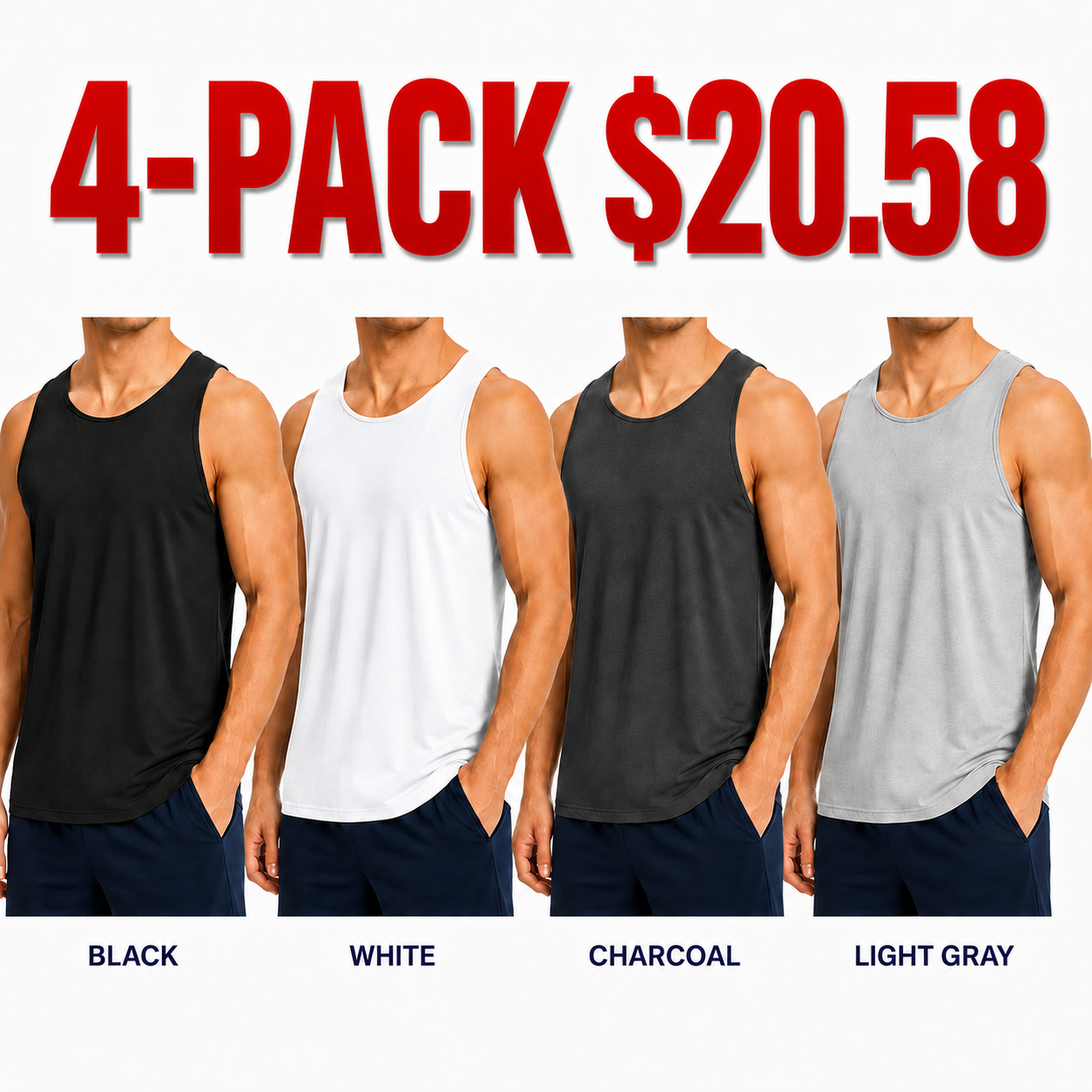 Men's Workout Tank Tops Athletic Muscle Gym Shirts  Breathable, Quick Dry, Moisture Wicking, UPF50+, UV Protection, Sleeveless Shirts