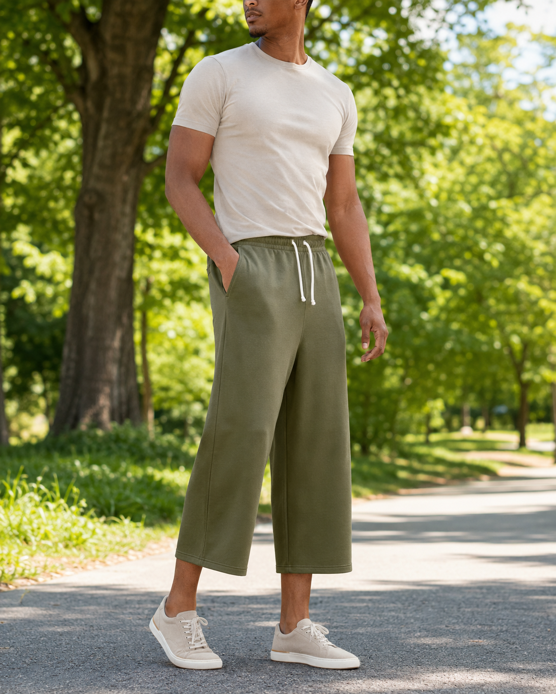 Men’s Drawstring Cropped Sweatpants