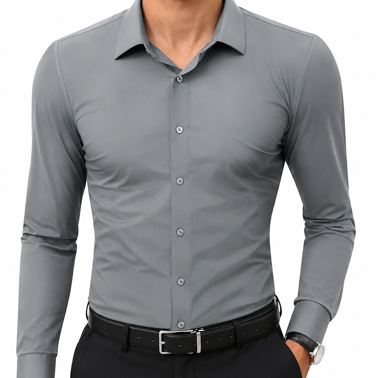 Men's Slim Fit Long Sleeve Button Down Business Casual Shirts Wrinkle Free Traveler Shirts