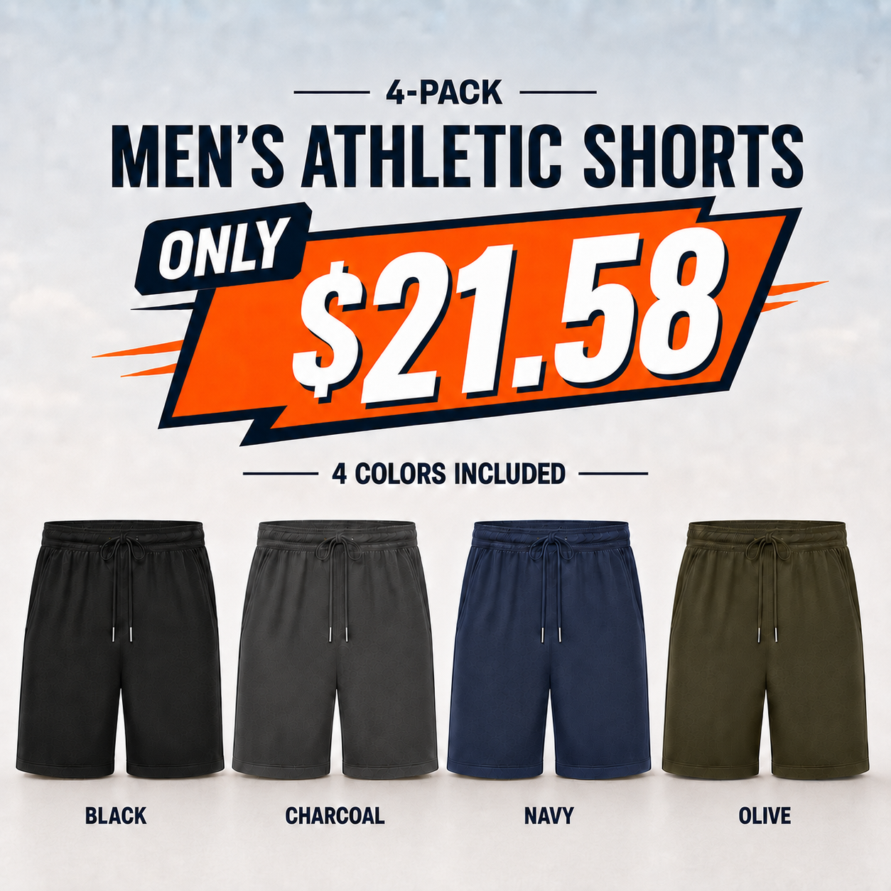 Men's Lightweight Quick-Dry Athletic Shorts Multi-Pack