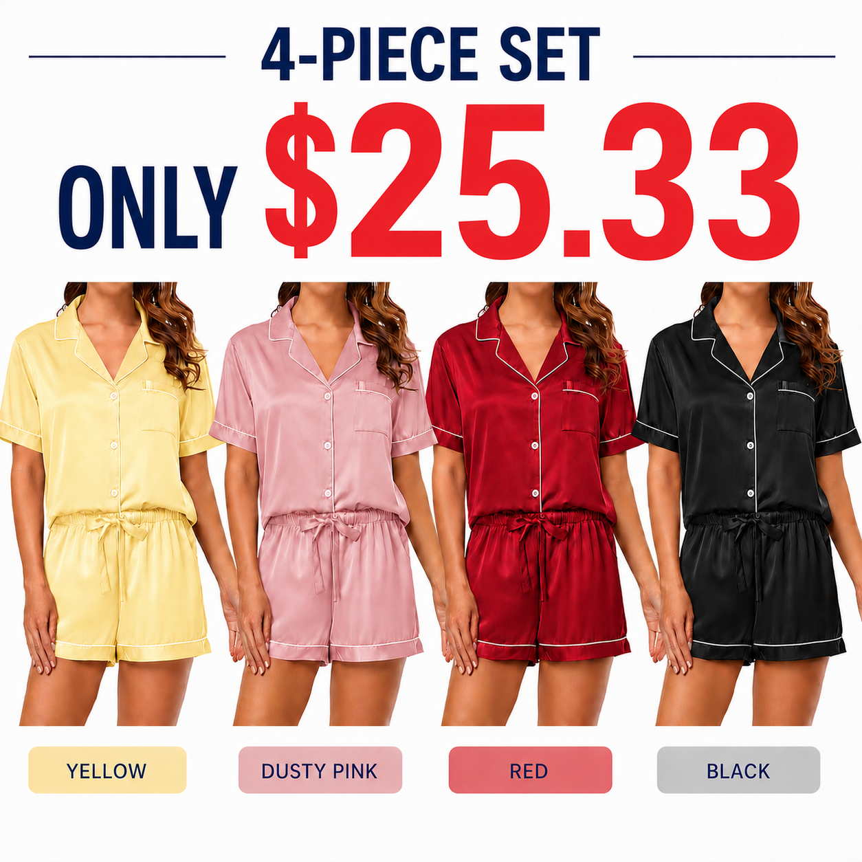  Women’s Satin Short Pajama Set