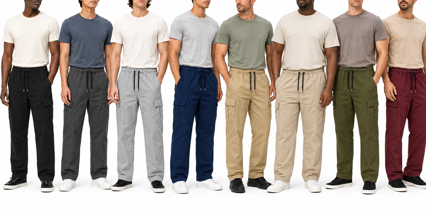 Men’s Drawstring Straight-Leg Cargo Pants