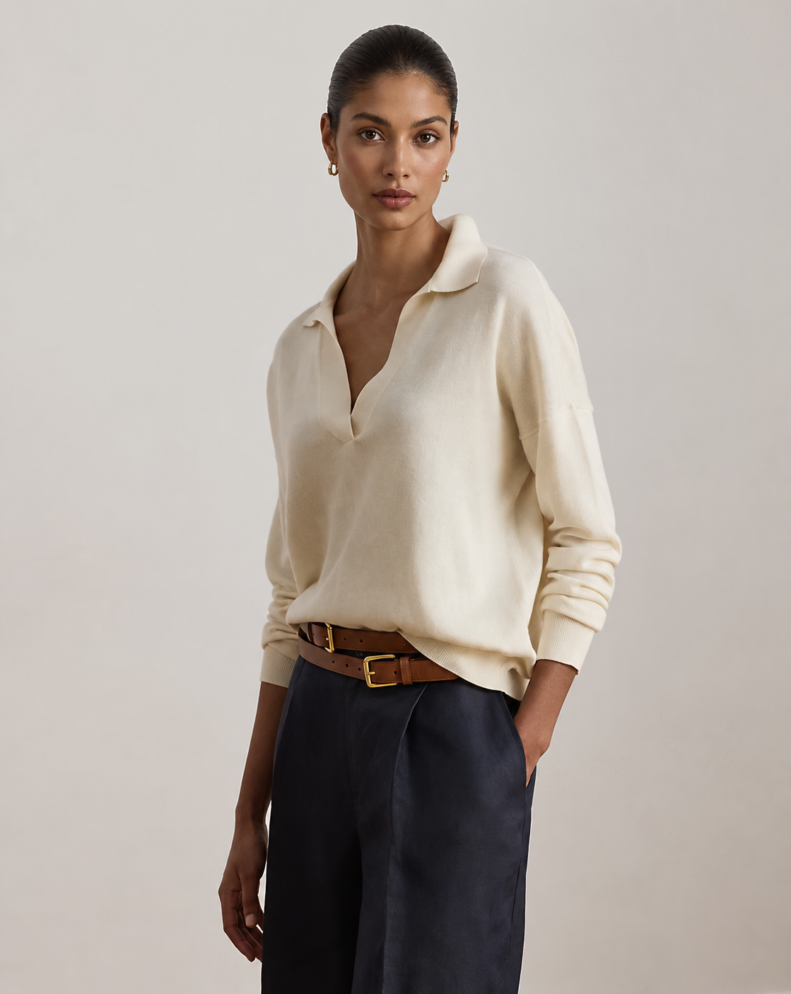 Women's Cotton Polo Sweater