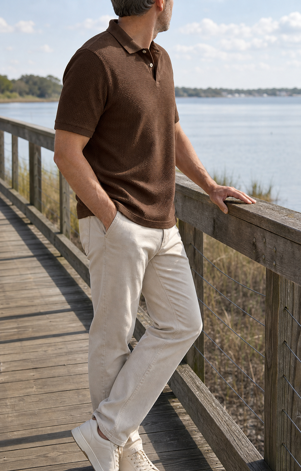 Men’s Textured Short-Sleeve Polo Shirt