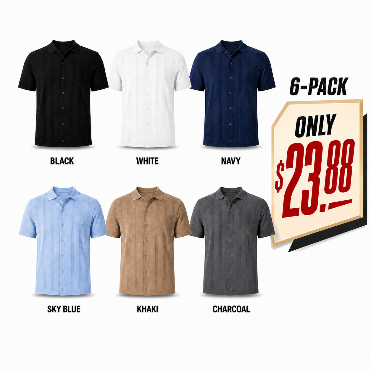 Men’s Ribbed Knit Button-Front Polo Shirt