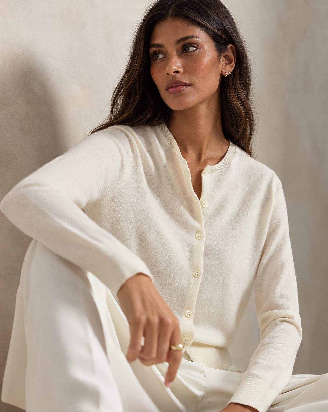 Women's Cashmere Crewneck Cardigan