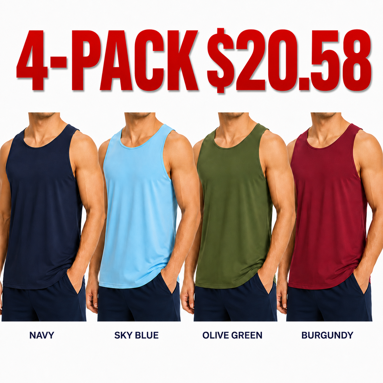 Men's Workout Tank Tops Athletic Muscle Gym Shirts  Breathable, Quick Dry, Moisture Wicking, UPF50+, UV Protection, Sleeveless Shirts