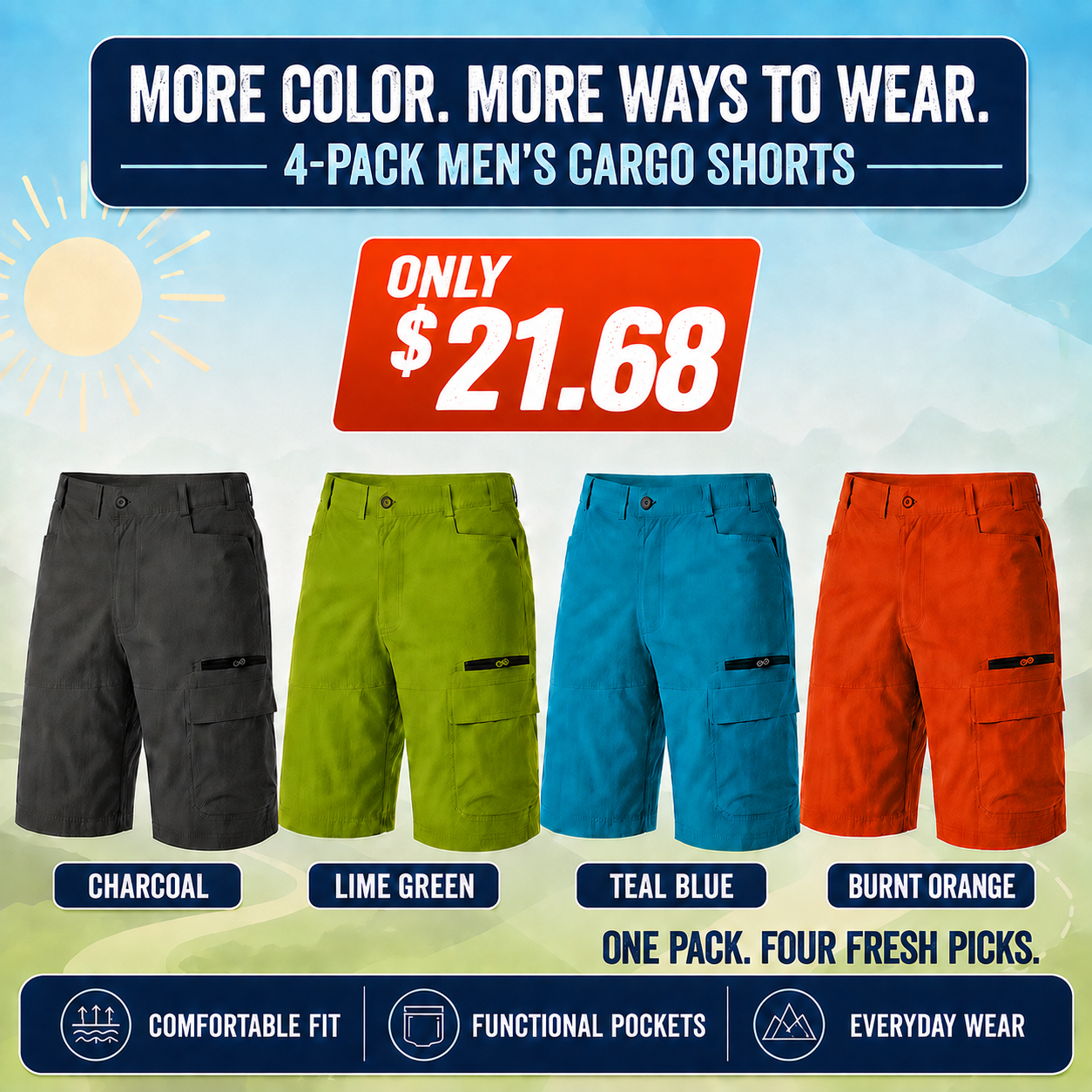 Men's Summer Outdoor Cargo Shorts