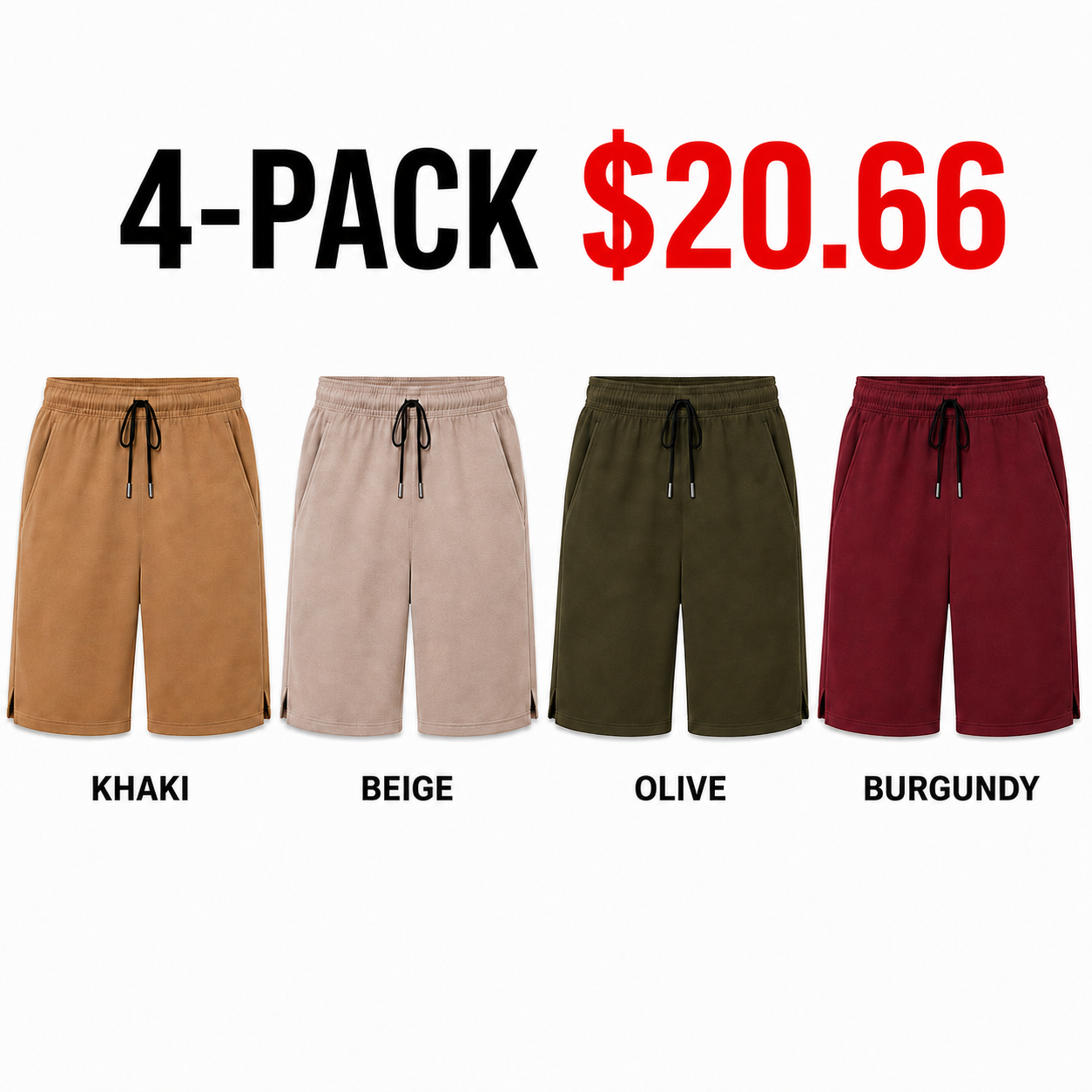 Men’s Drawstring Elastic-Waist Athletic Shorts