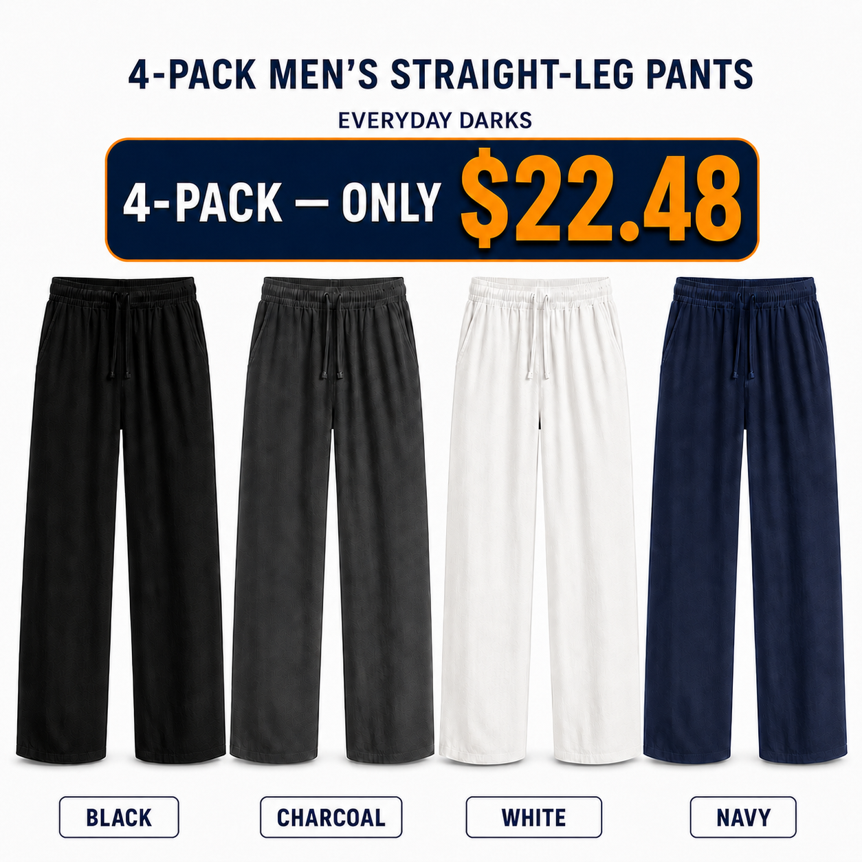 Men's Straight-Leg Drawstring Pants Multi-Pack