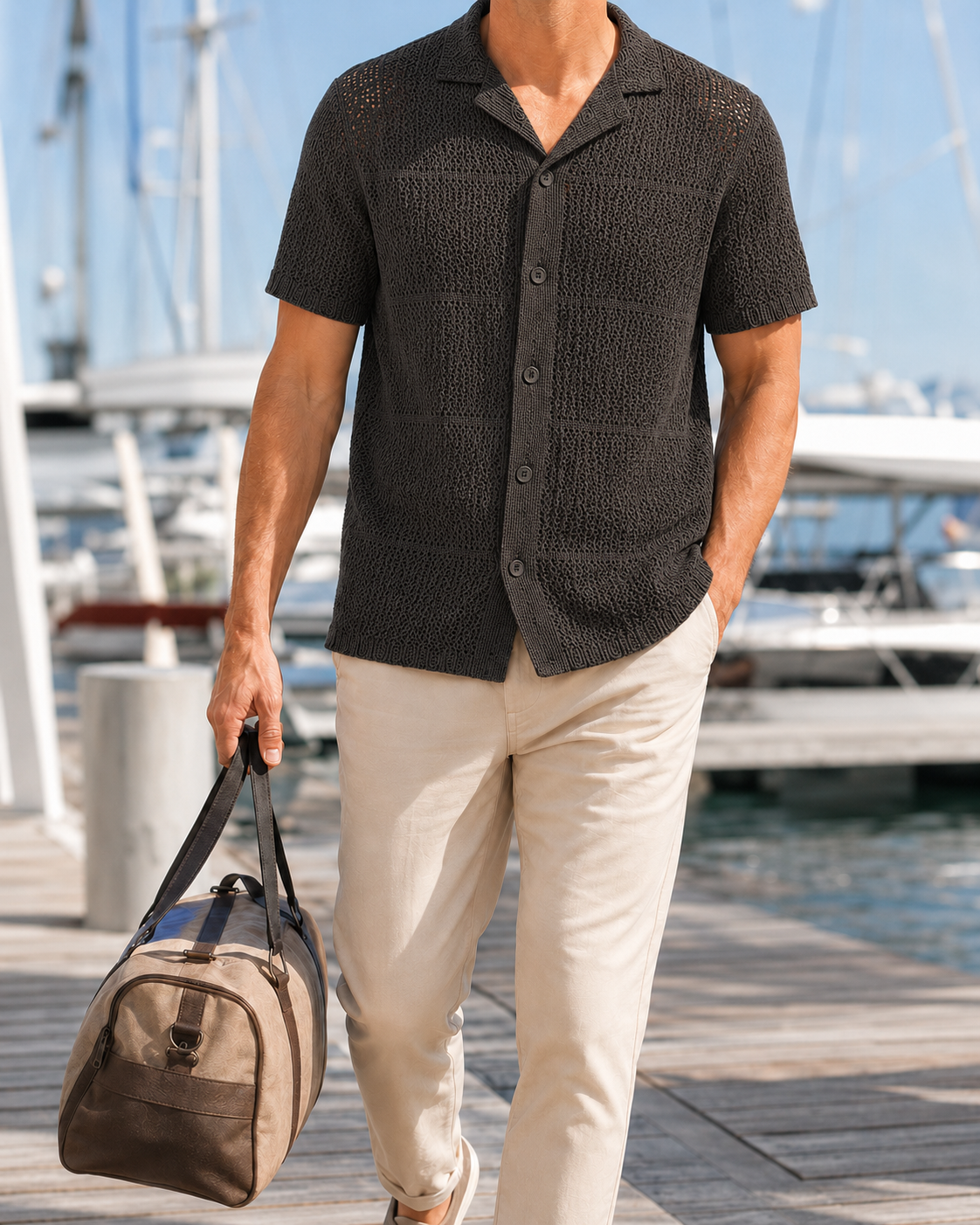 Men’s Open-Knit Short-Sleeve Shirt