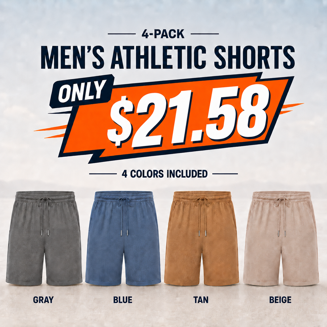 Men's Lightweight Quick-Dry Athletic Shorts Multi-Pack