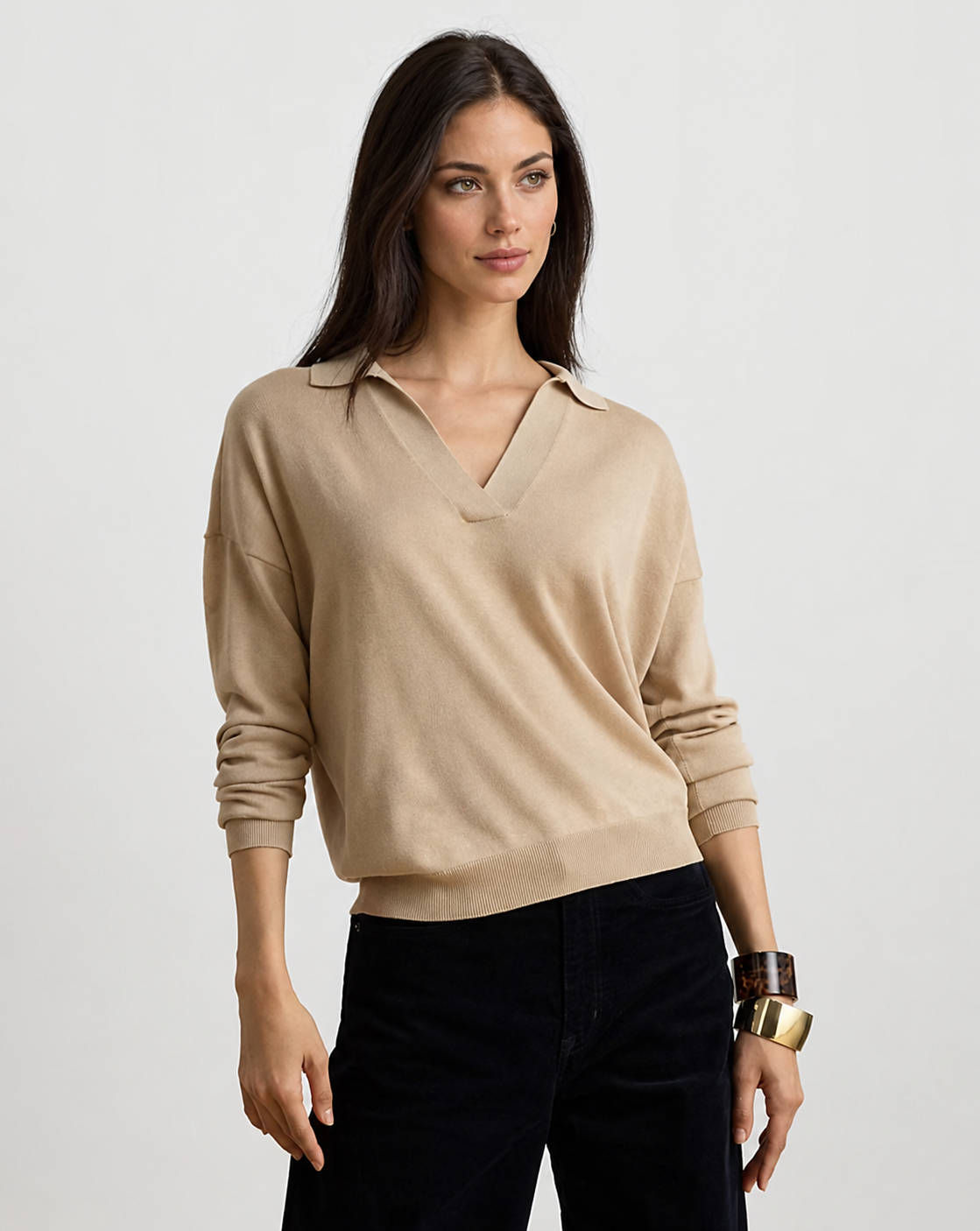 Women's Cotton Polo Sweater
