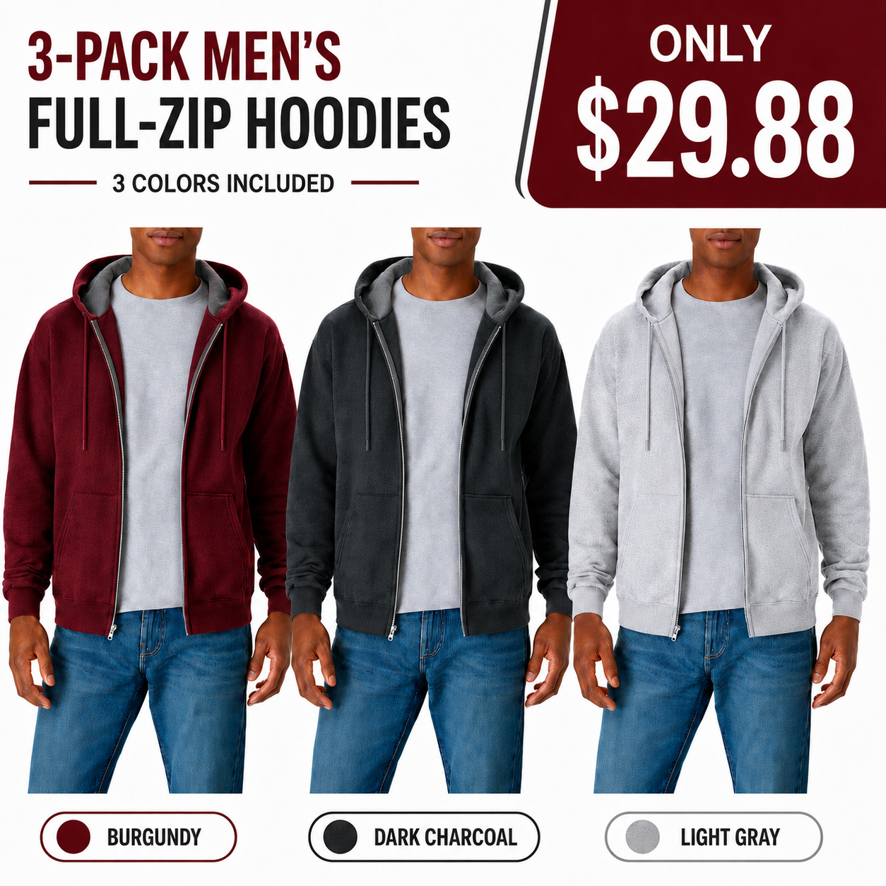 Men's Zip-up Hoodie，Hooded Sweatshirt
