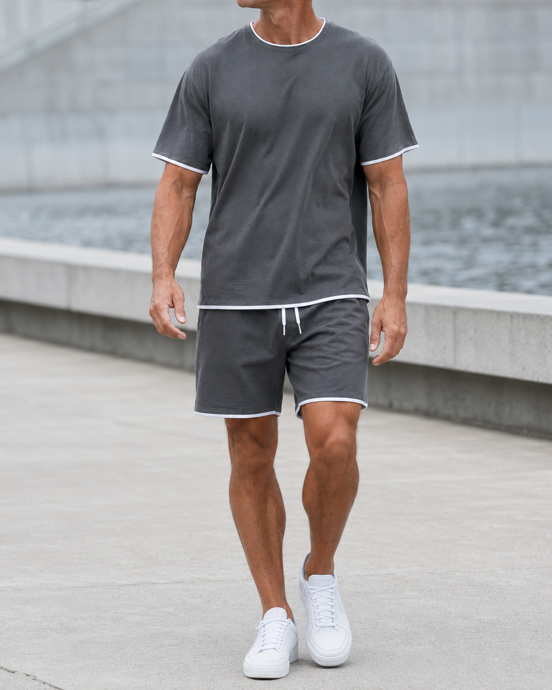 Men's Washed Raw-Edge Short-Sleeve Top & Shorts Sets