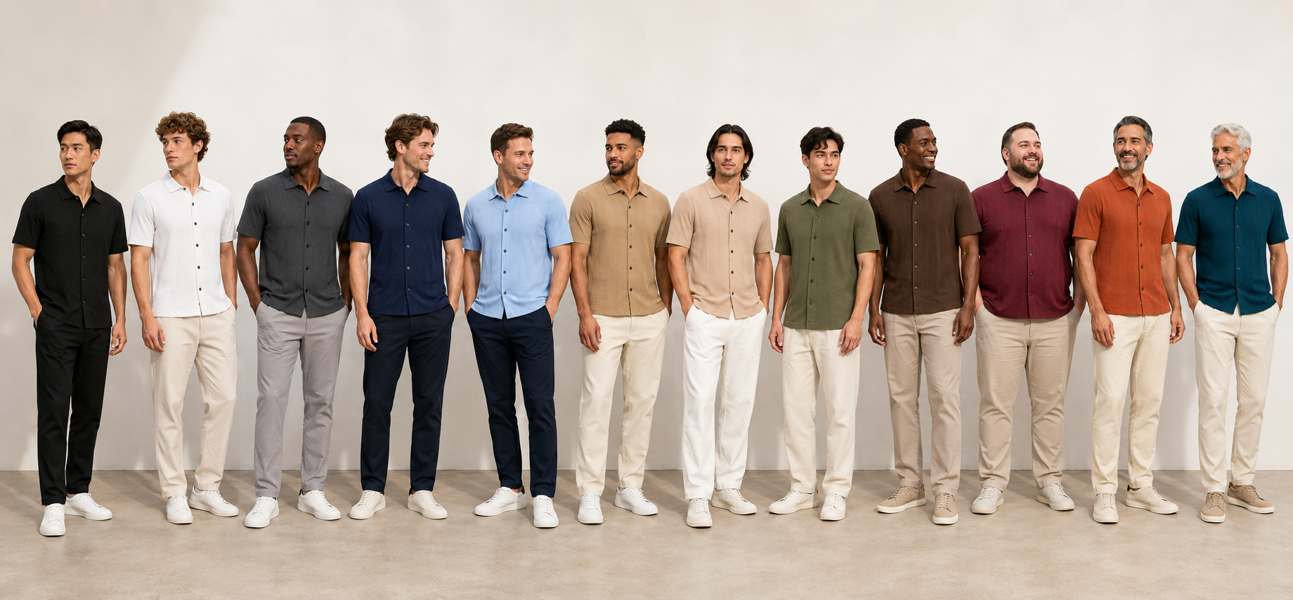 Men’s Ribbed Knit Button-Front Polo Shirt