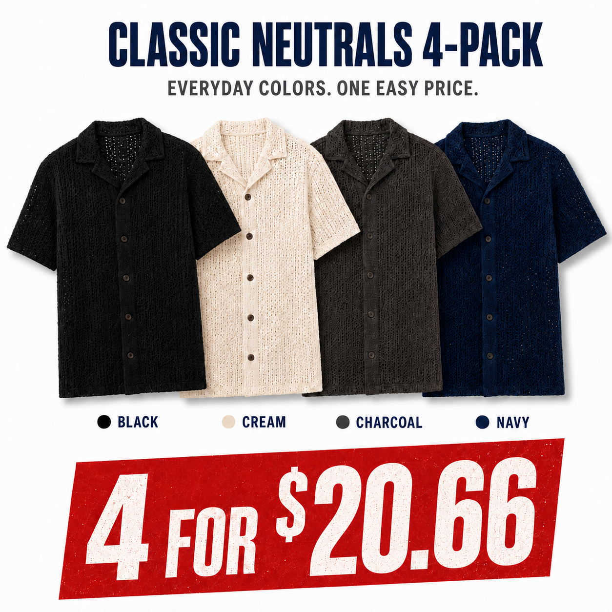 Men’s Open-Knit Short-Sleeve Shirt