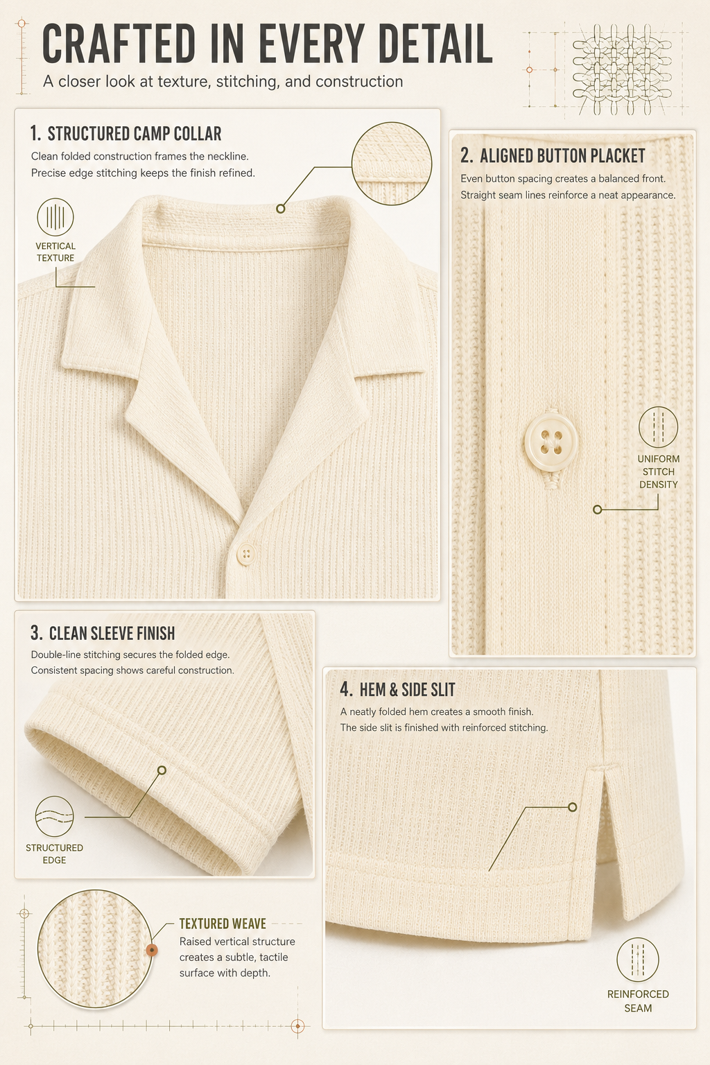 Men’s Textured Short-Sleeve Camp Collar Shirt