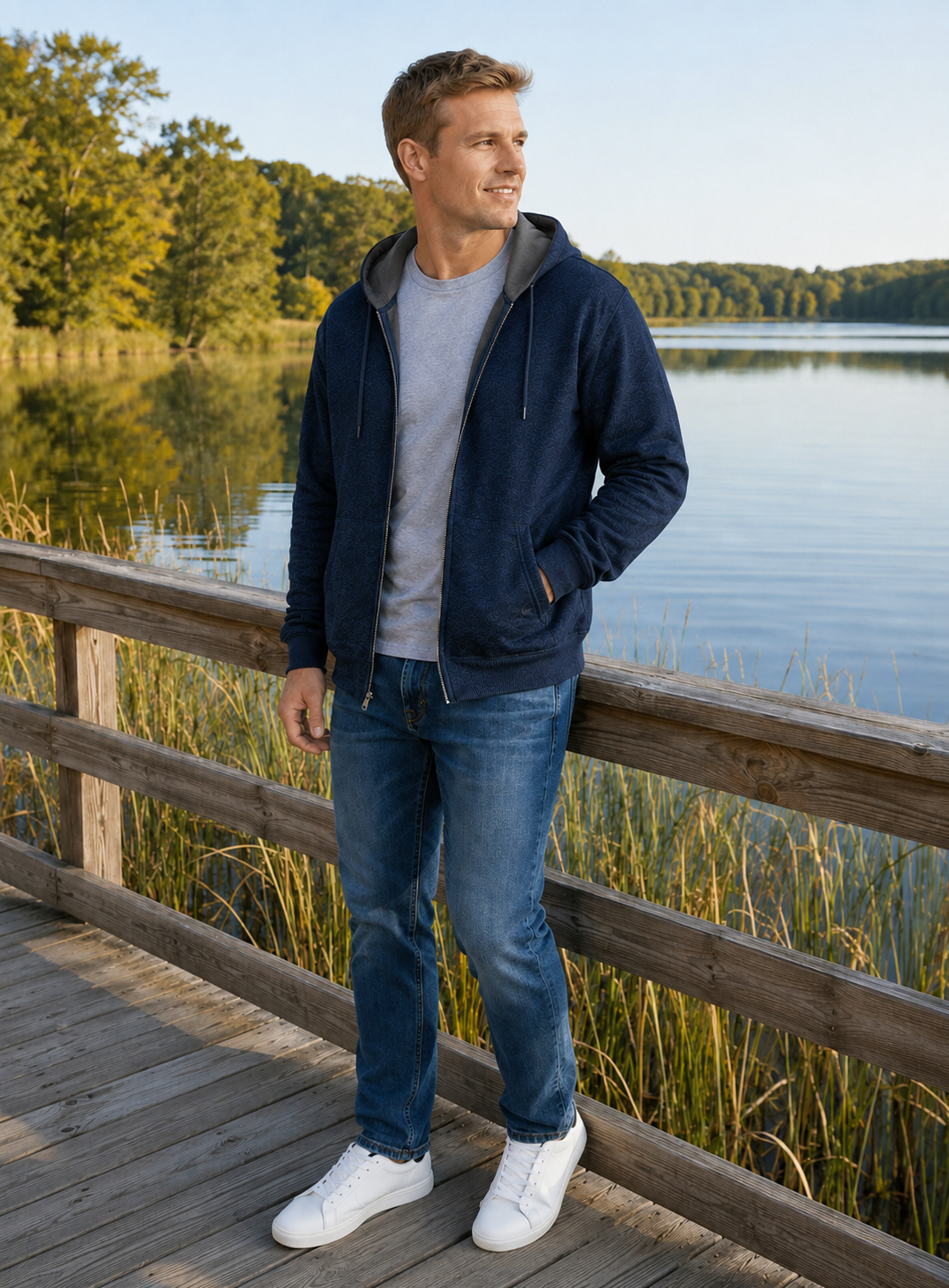 Men's Zip-up Hoodie，Hooded Sweatshirt