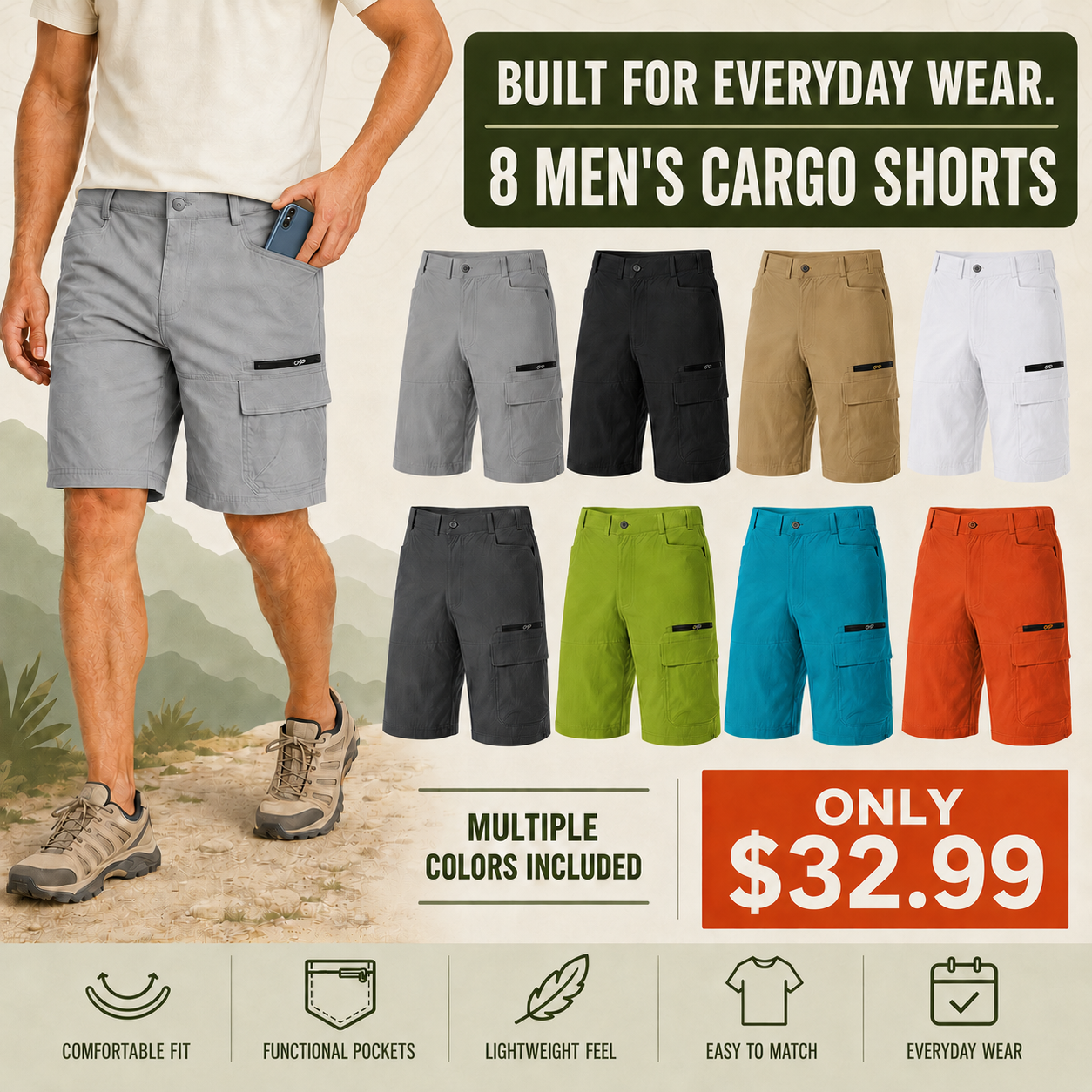 Men's Summer Outdoor Cargo Shorts
