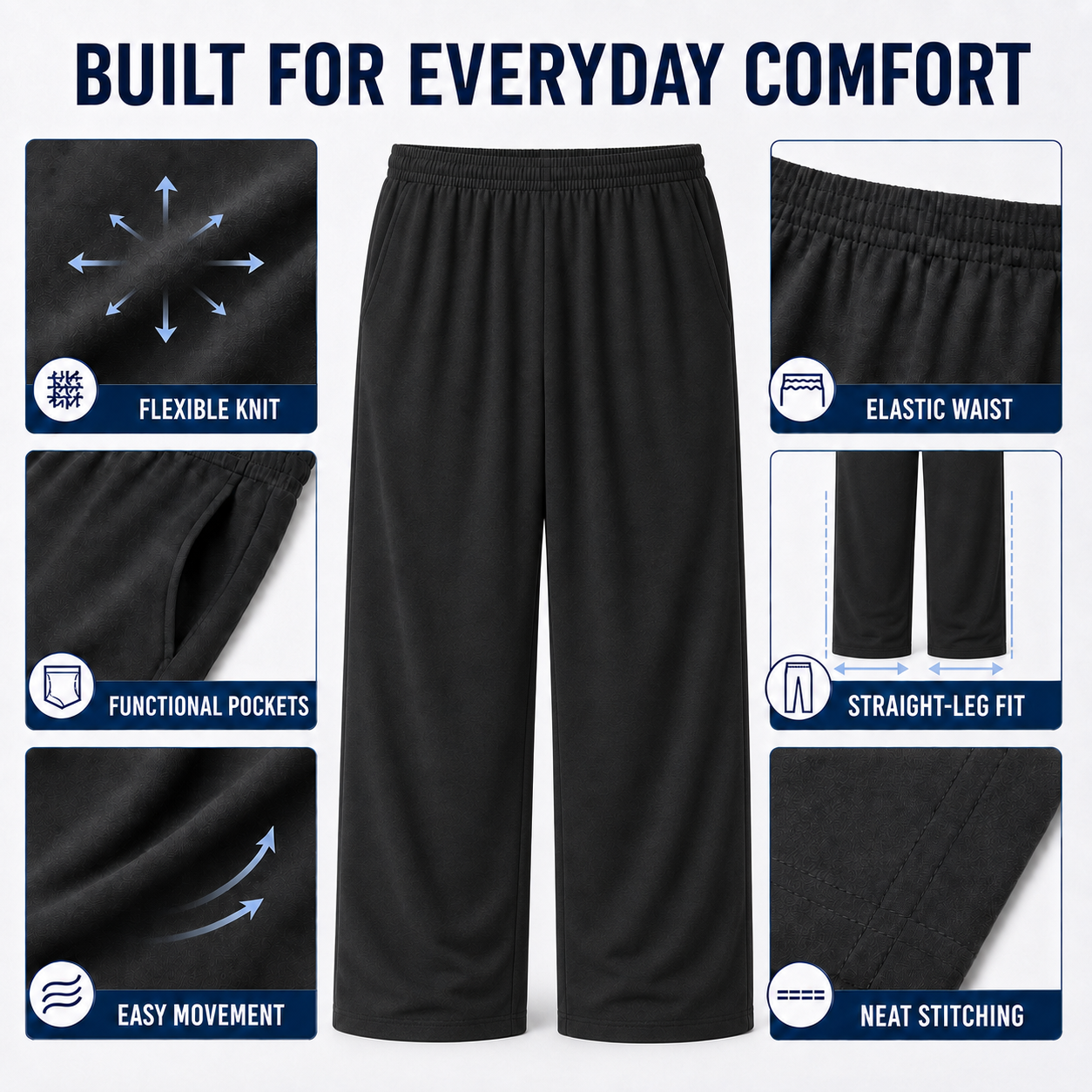 Men's Sweatpants, Athletic Lounge Pants with Pockets, Fleece Pants