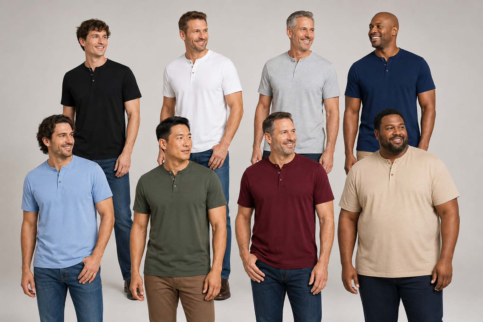 Men's Short-Sleeve Henley Shirts Multi-Pack