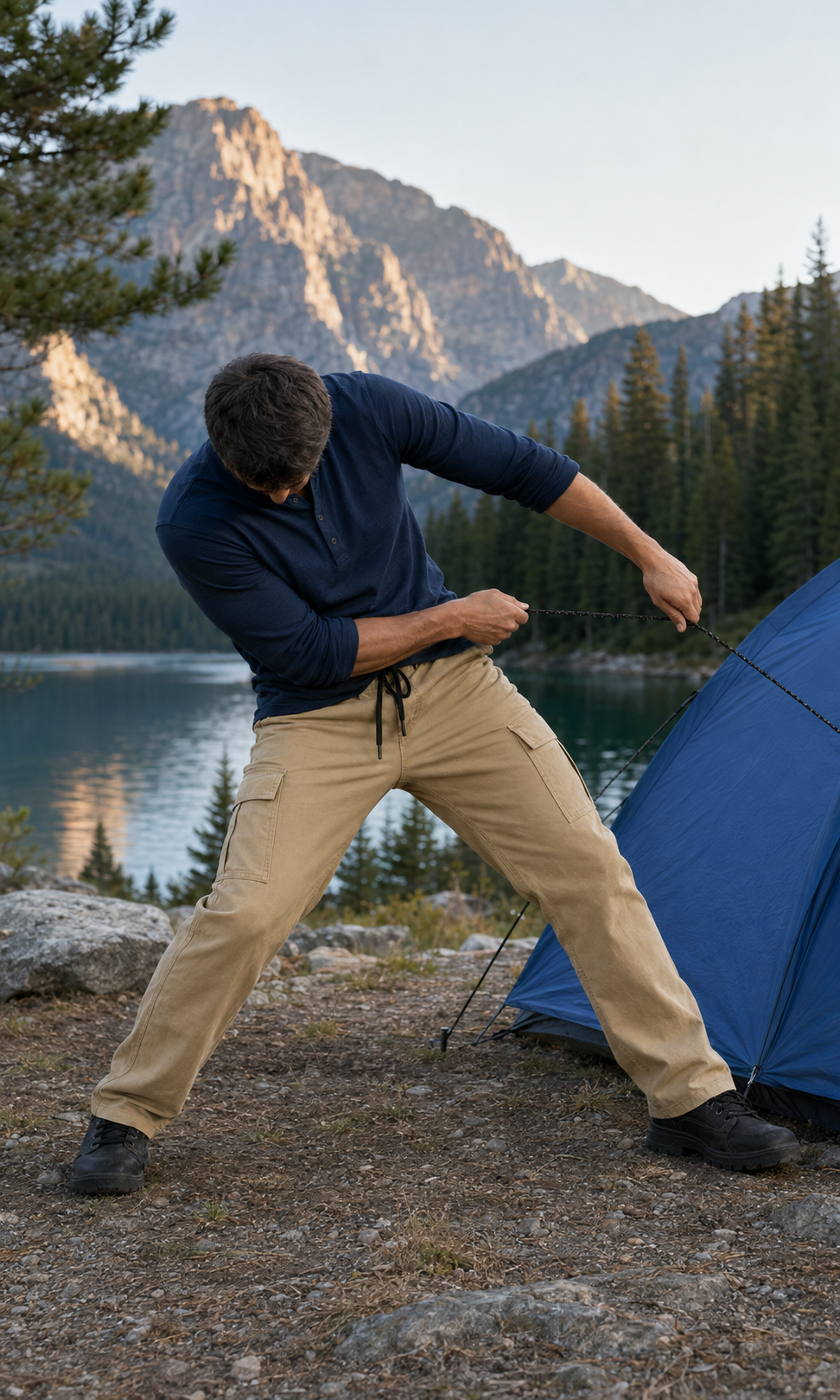 Men’s Drawstring Straight-Leg Cargo Pants