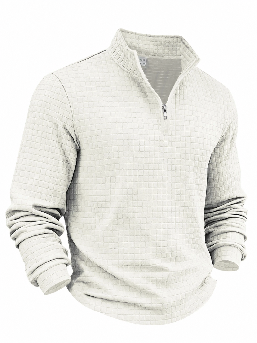 Men's autumn and winter solid color waffle weave pullover sweatshirt, regular style leisure casual zipper placket knit zip up long sleeve knitted sweater knitwear, men' outdoor sports clothing