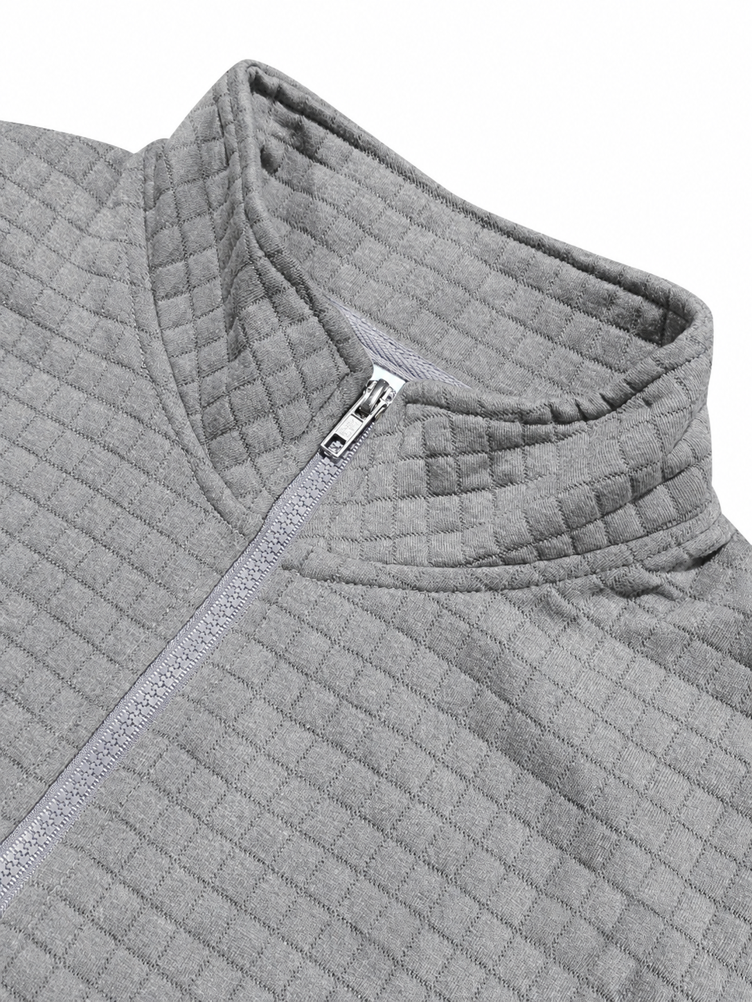 Men's autumn and winter solid color waffle weave pullover sweatshirt, regular style leisure casual zipper placket knit zip up long sleeve knitted sweater knitwear, men' outdoor sports clothing