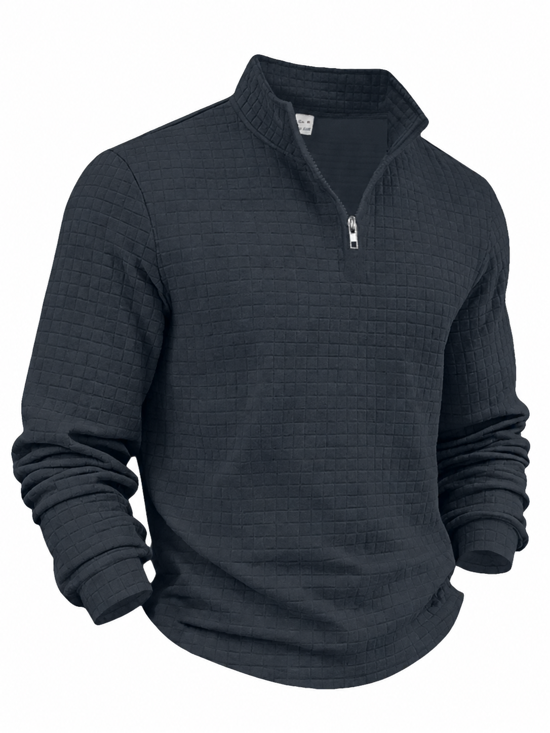 Men's autumn and winter solid color waffle weave pullover sweatshirt, regular style leisure casual zipper placket knit zip up long sleeve knitted sweater knitwear, men' outdoor sports clothing