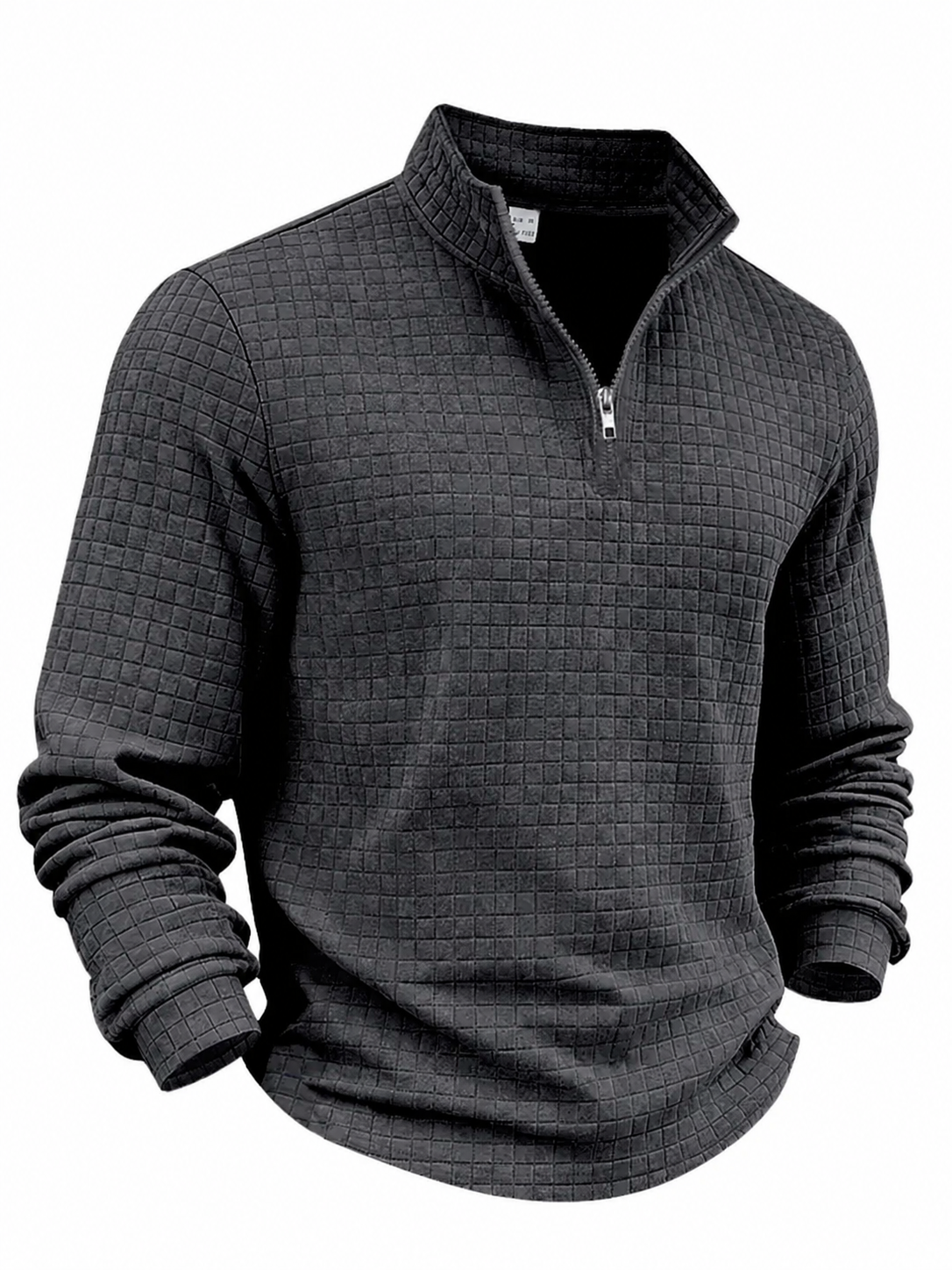 Men's autumn and winter solid color waffle weave pullover sweatshirt, regular style leisure casual zipper placket knit zip up long sleeve knitted sweater knitwear, men' outdoor sports clothing