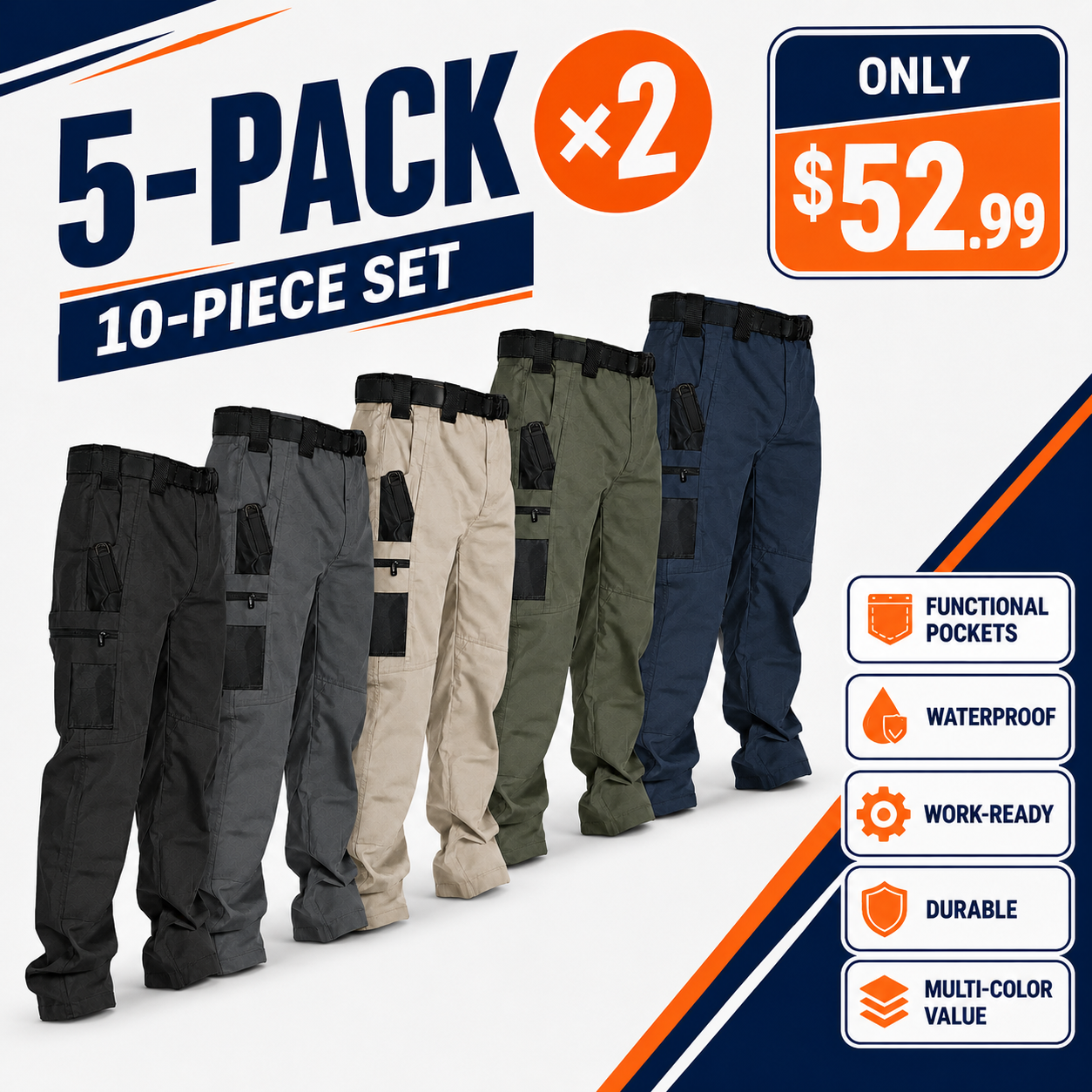 Men's Solid Color Tactical Work Pants,230g/m² new fabric，with Multiple Pockets and Zipper Closures, Durable Outdoor Training Pants, Available in Multiple Colors, Fishing, work, camping，Suitable for Spring and Autumn Wear.