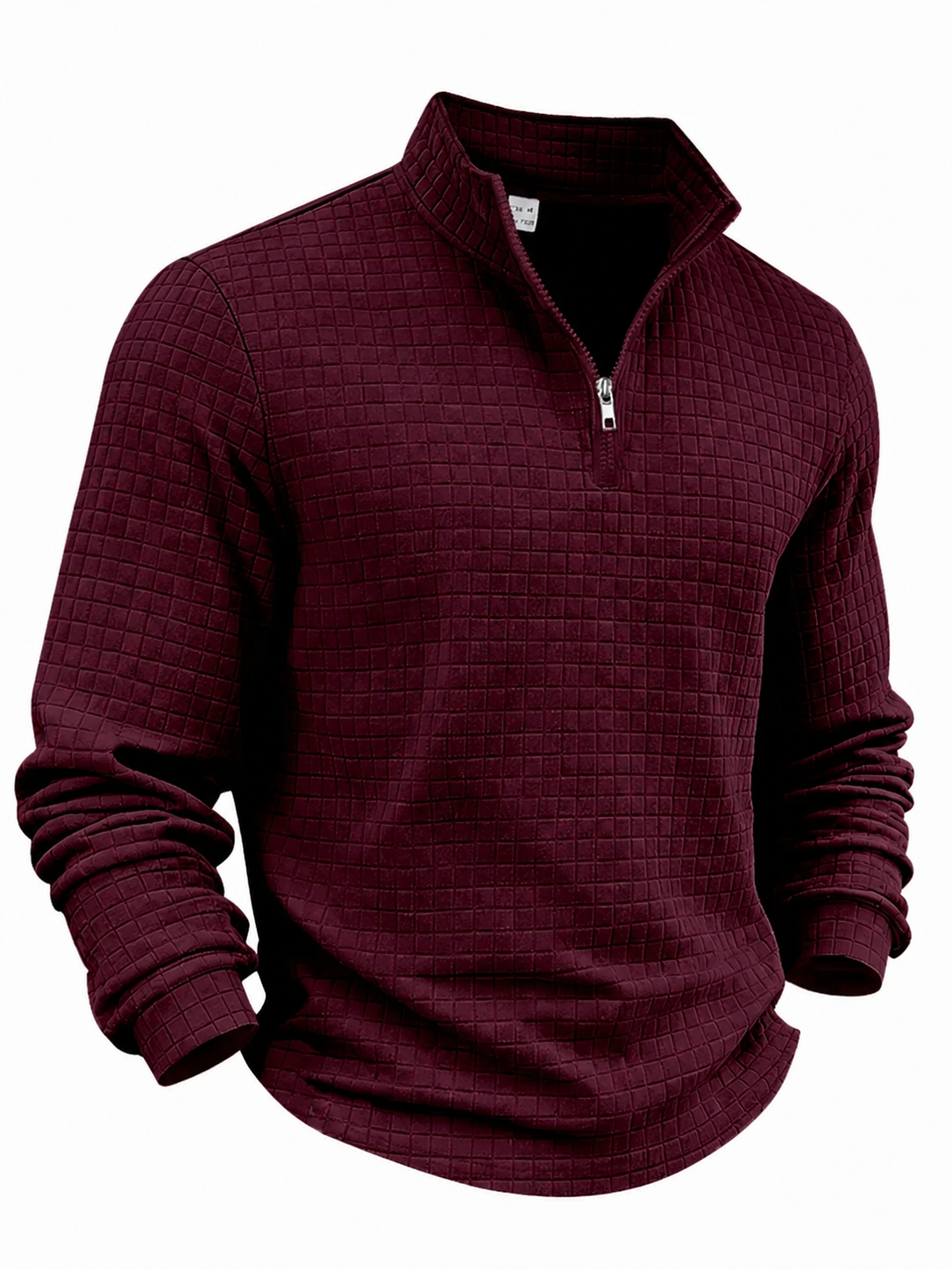 Men's autumn and winter solid color waffle weave pullover sweatshirt, regular style leisure casual zipper placket knit zip up long sleeve knitted sweater knitwear, men' outdoor sports clothing