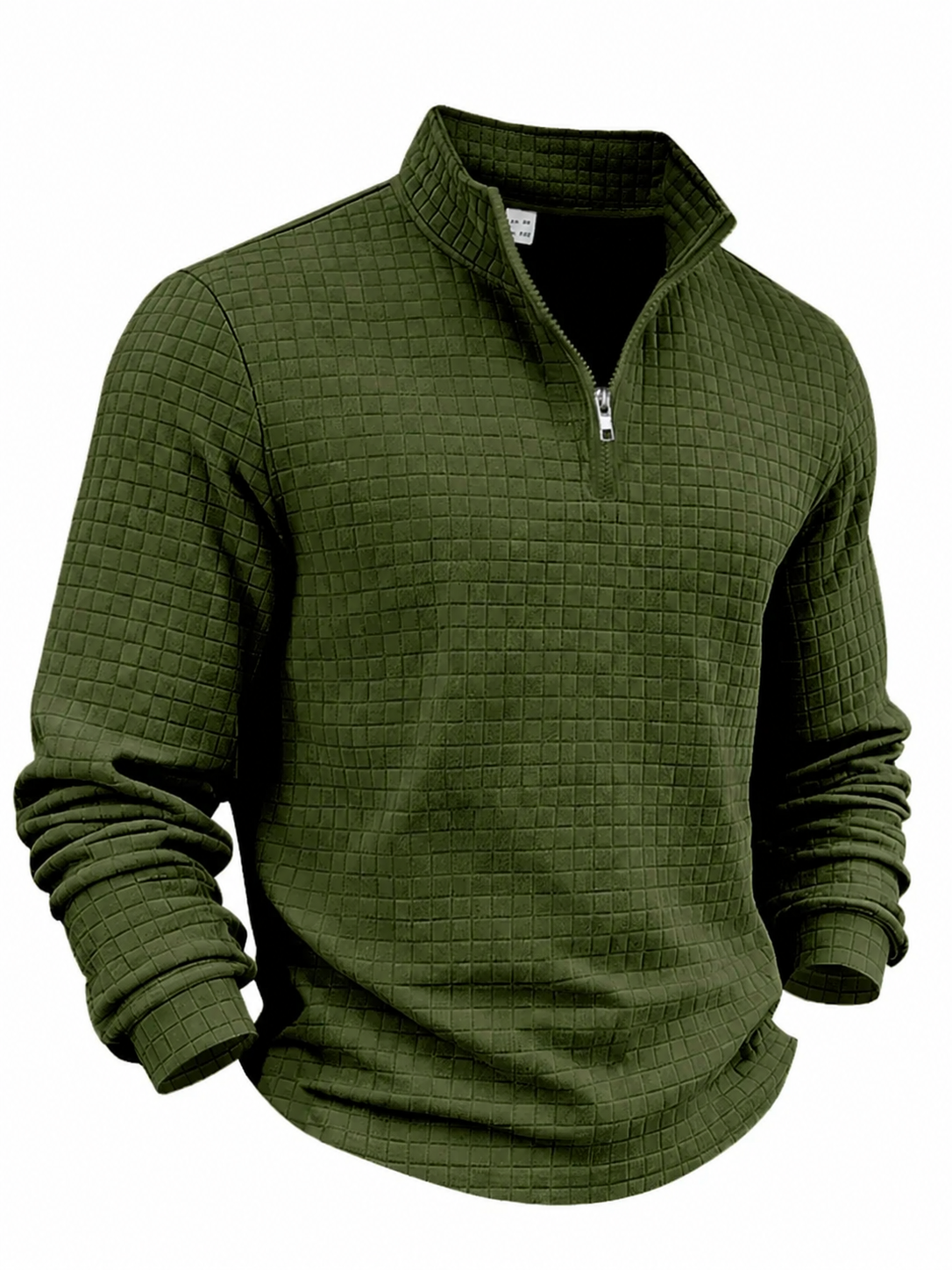 Men's autumn and winter solid color waffle weave pullover sweatshirt, regular style leisure casual zipper placket knit zip up long sleeve knitted sweater knitwear, men' outdoor sports clothing