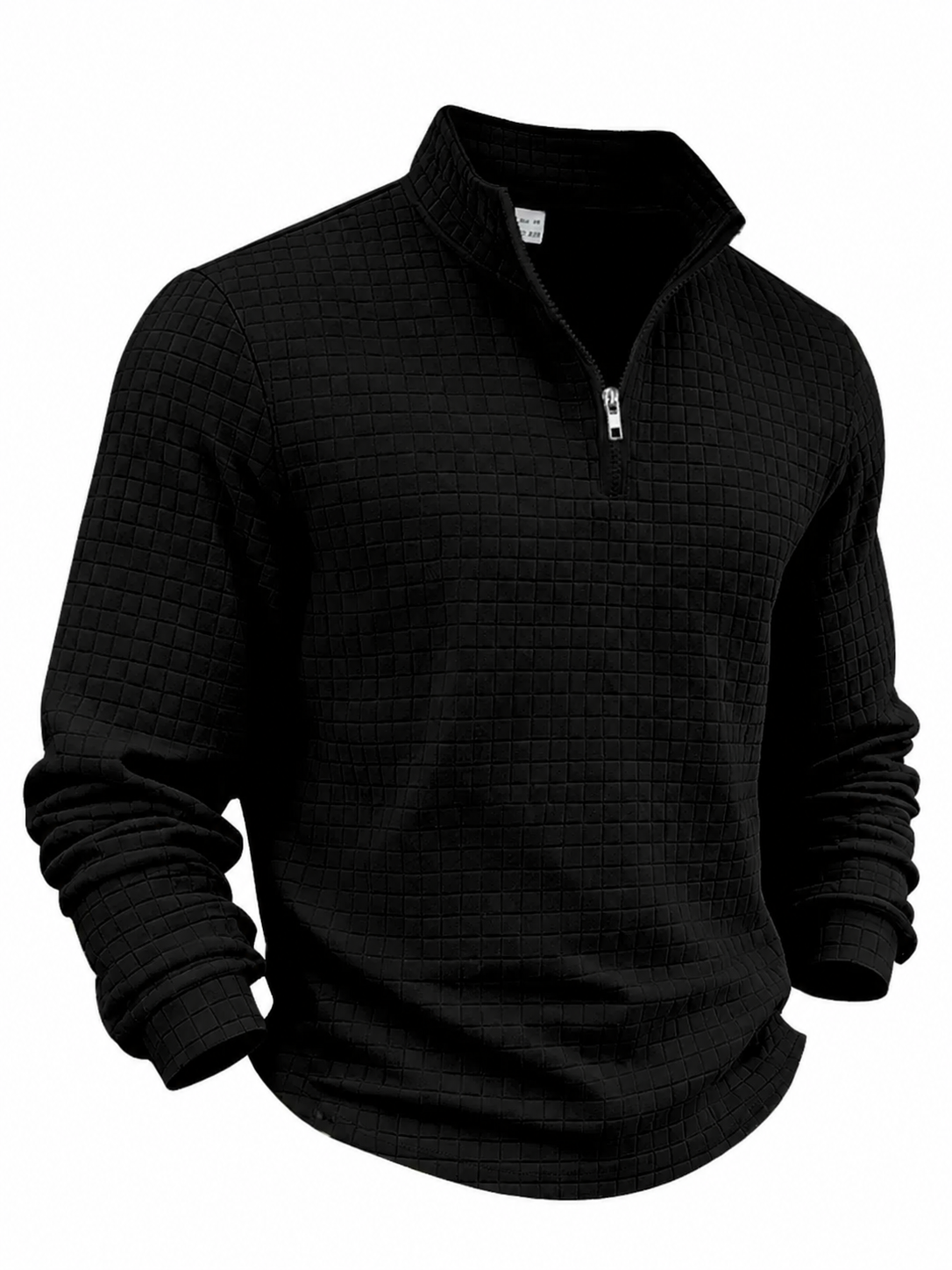 Men's autumn and winter solid color waffle weave pullover sweatshirt, regular style leisure casual zipper placket knit zip up long sleeve knitted sweater knitwear, men' outdoor sports clothing