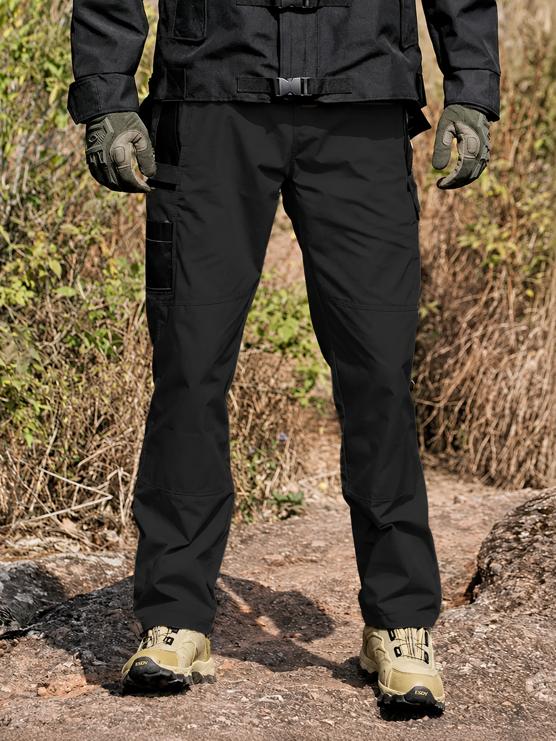 Original black tactical pants trail view