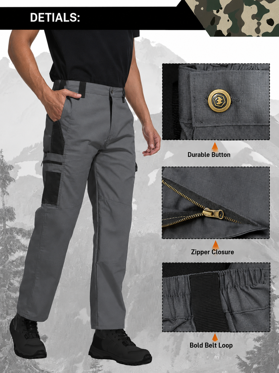 Men's Solid Color Tactical Work Pants,230g/m² new fabric，with Multiple Pockets and Zipper Closures, Durable Outdoor Training Pants, Available in Multiple Colors, Fishing, work, camping，Suitable for Spring and Autumn Wear.