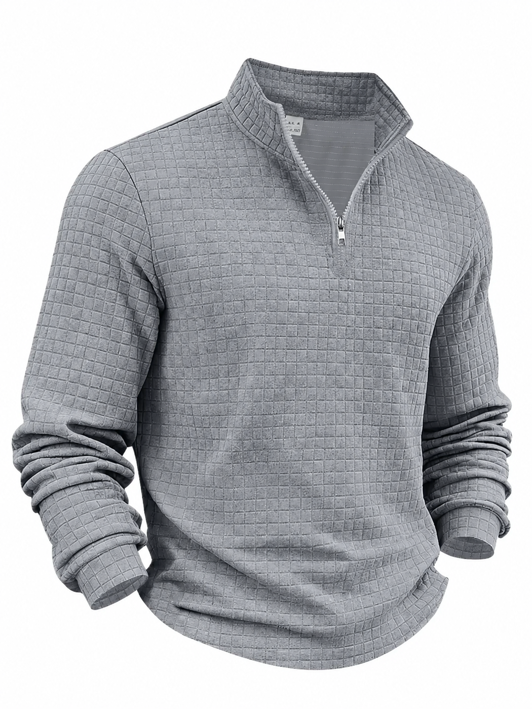 Men's autumn and winter solid color waffle weave pullover sweatshirt, regular style leisure casual zipper placket knit zip up long sleeve knitted sweater knitwear, men' outdoor sports clothing