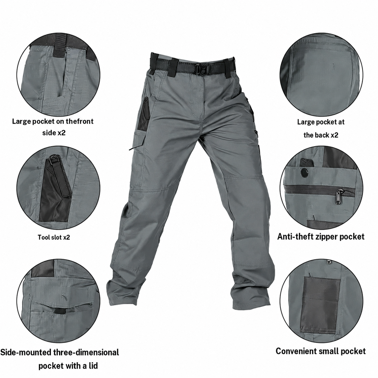 Men's Solid Color Tactical Work Pants,230g/m² new fabric，with Multiple Pockets and Zipper Closures, Durable Outdoor Training Pants, Available in Multiple Colors, Fishing, work, camping，Suitable for Spring and Autumn Wear.