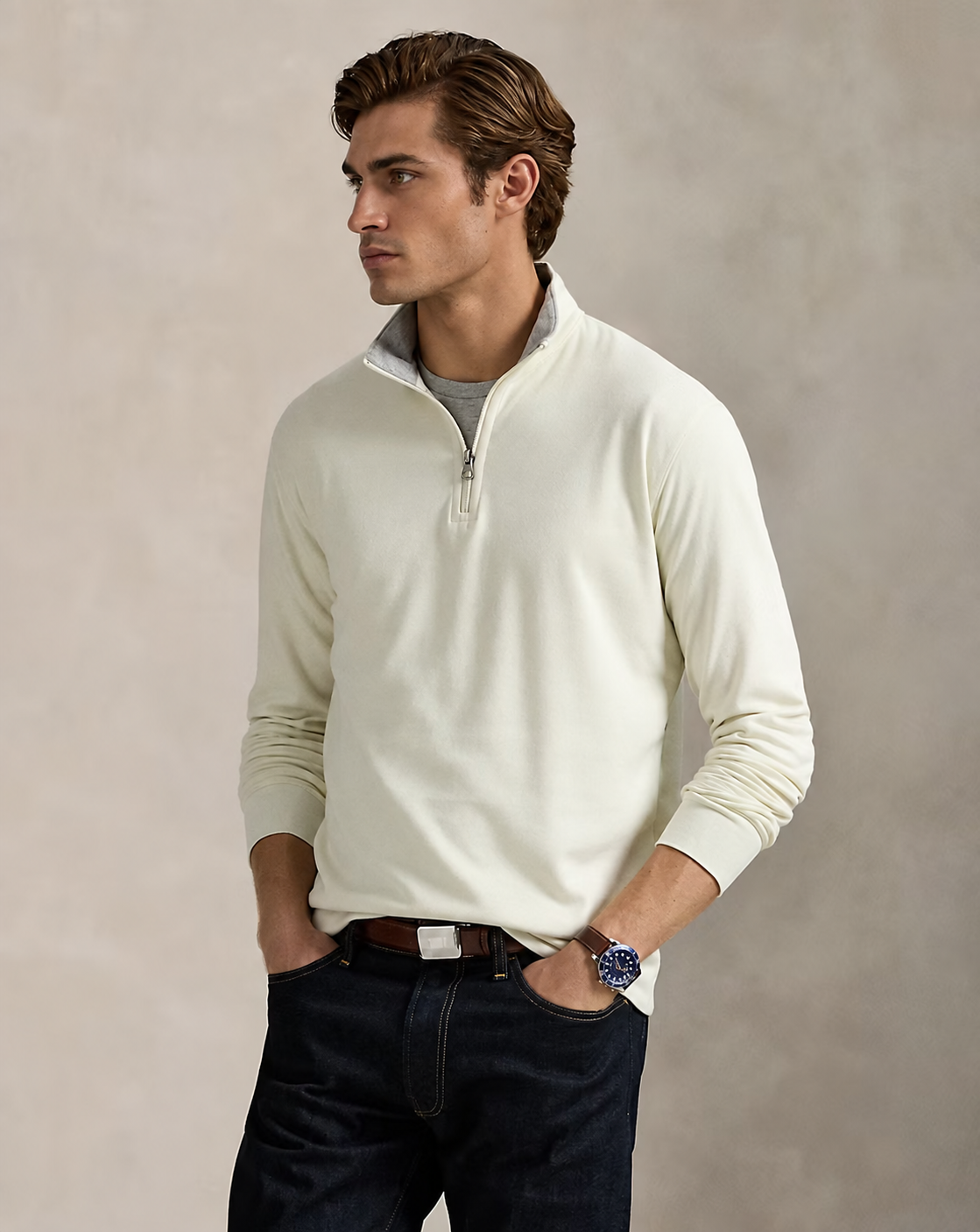 Men's Luxury Jersey Quarter-Zip Pullover