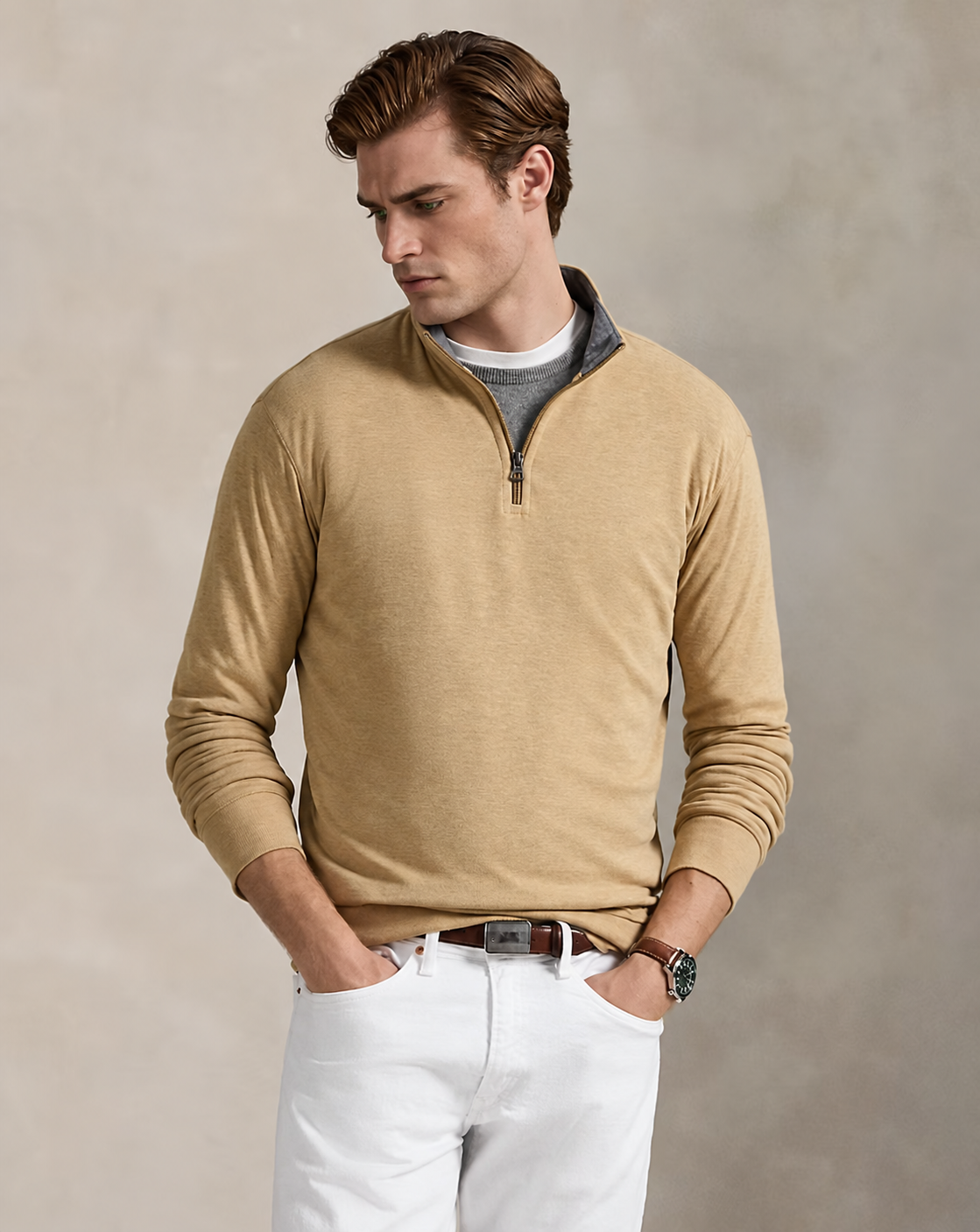 Men's Luxury Jersey Quarter-Zip Pullover