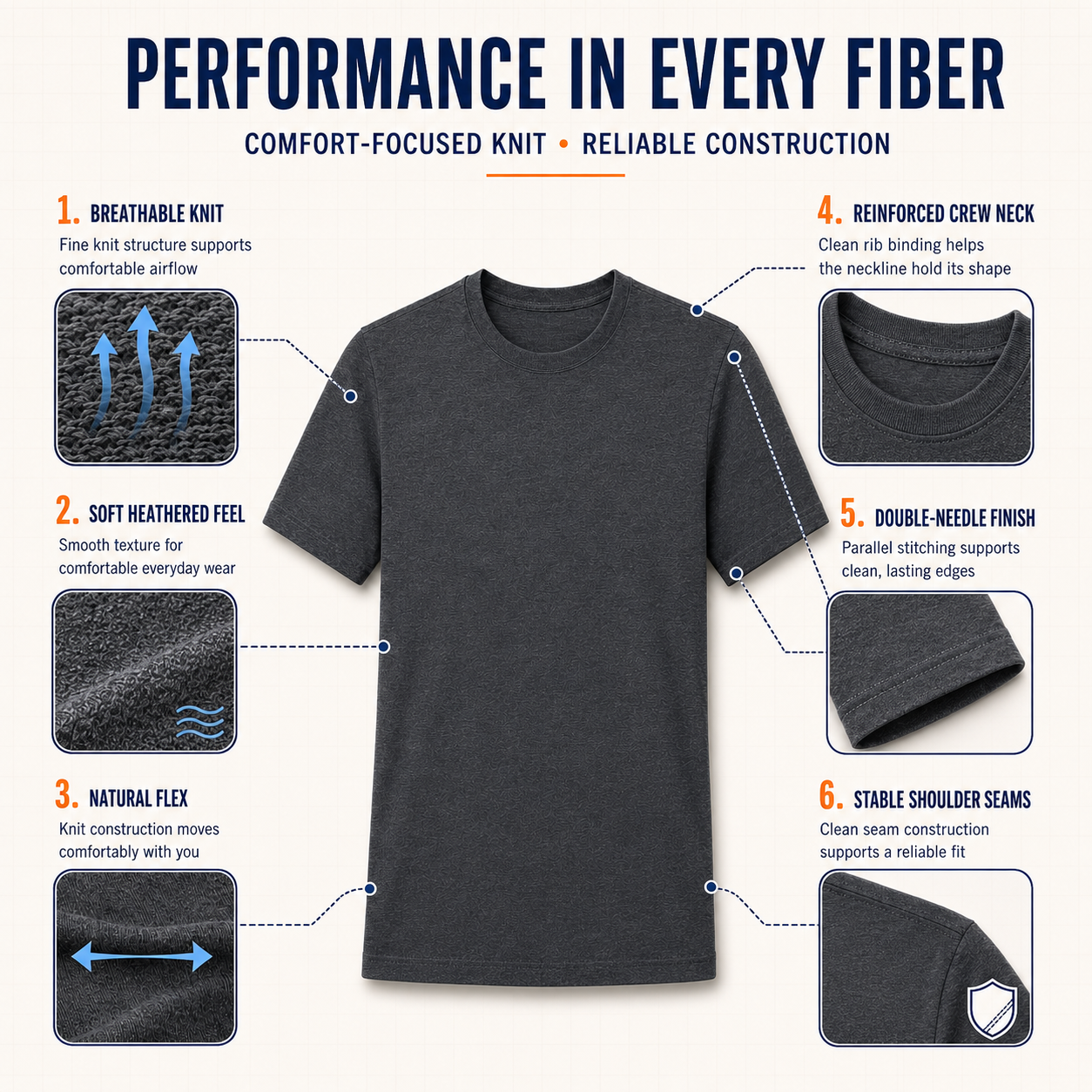 Men's Soft-Feel Crew Neck T-Shirt Multi-Pack