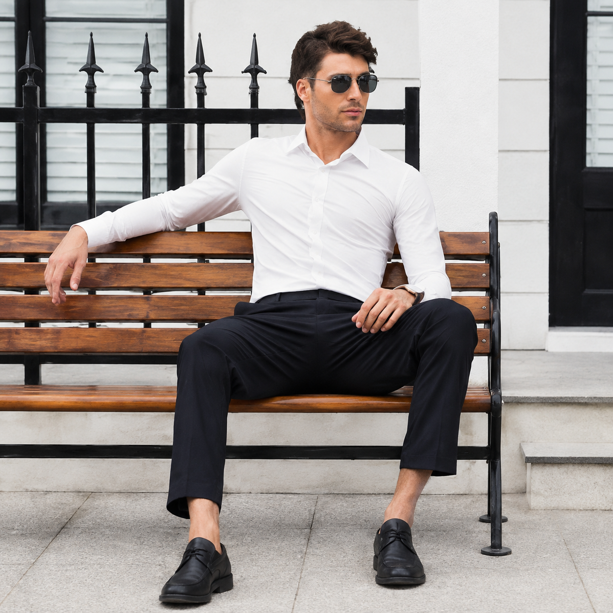 Men's Slim Fit Long Sleeve Button Down Business Casual Shirts Wrinkle Free Traveler Shirts